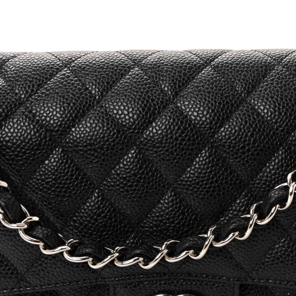 Caviar Quilted Medium Double Flap Black