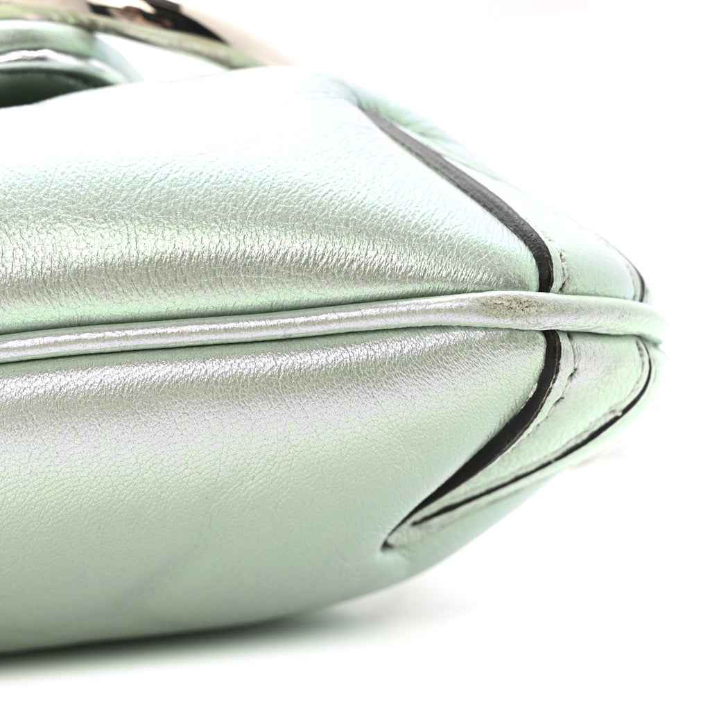 Iridescent Nappa Vertical Matelasse Medium Maxi Horsebit Chain Shoulder Bag Iridescent Salvy Green