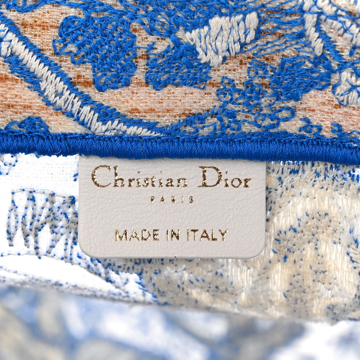 Transparent Canvas Embroidered Large Toile De Jouy Reverse Book Tote Fluorescent Blue