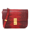 Lizard Medium Classic Box Flap Bag Ruby