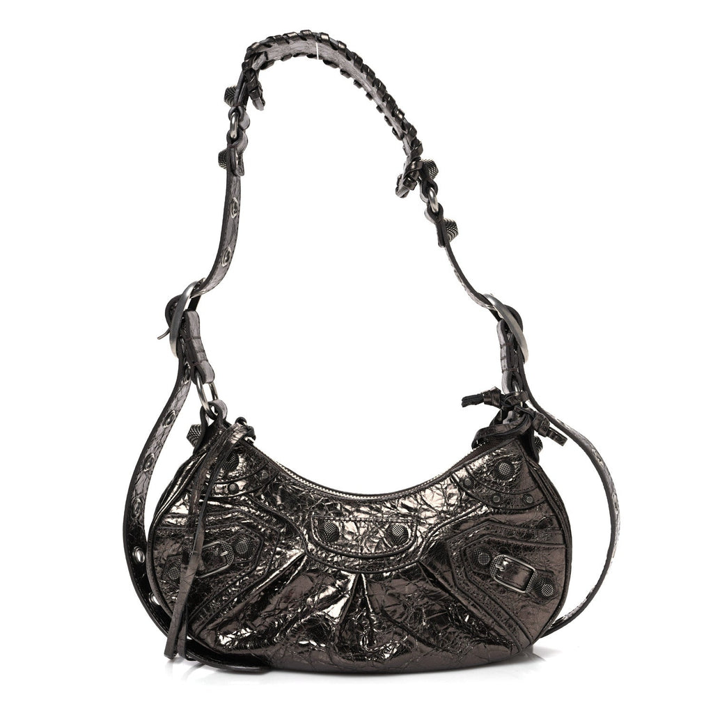 Metallic Agneau Arena Le Cagole Shoulder Bag XS Dark Bronze