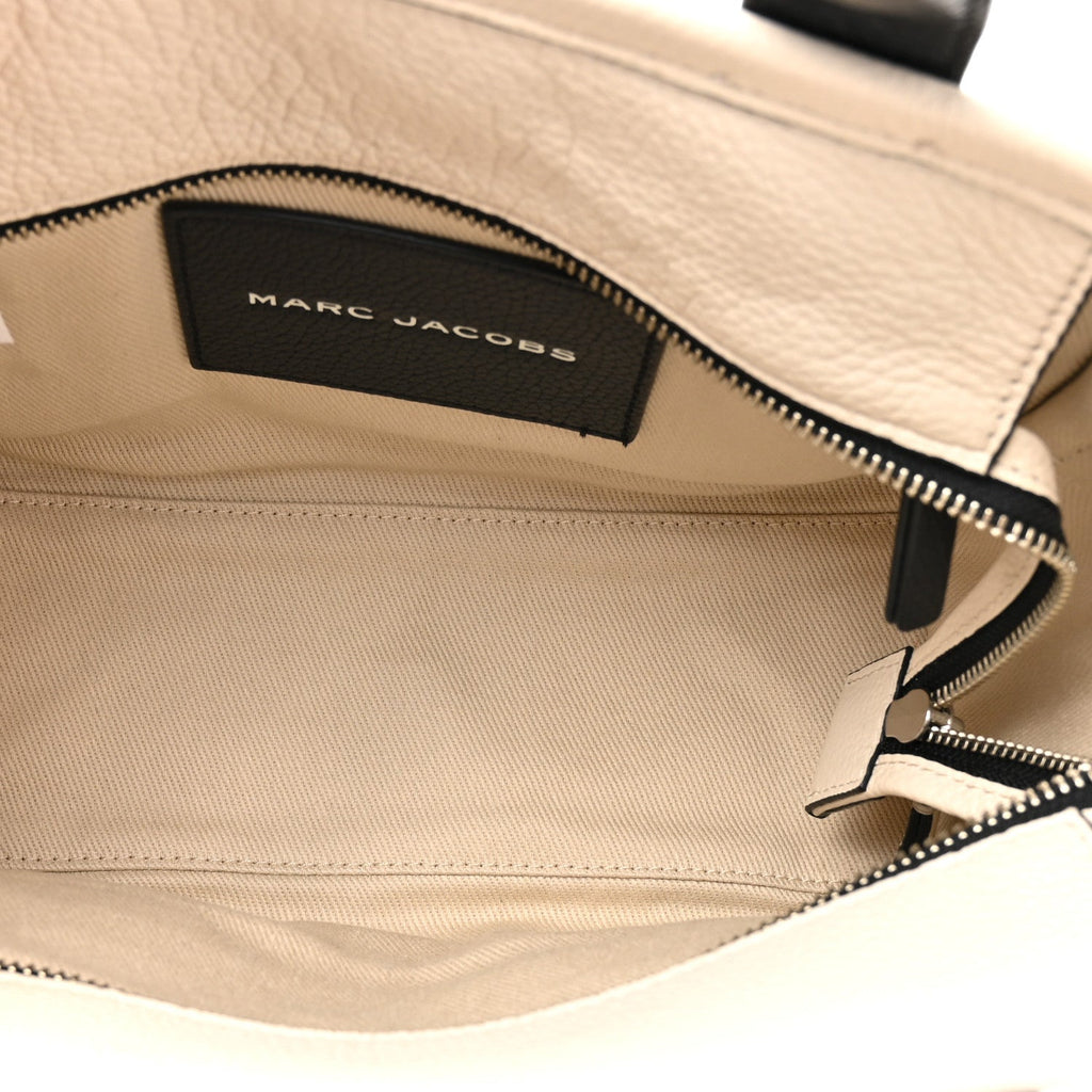 Grained Calfskin Small The Tote Bag Ivory Black