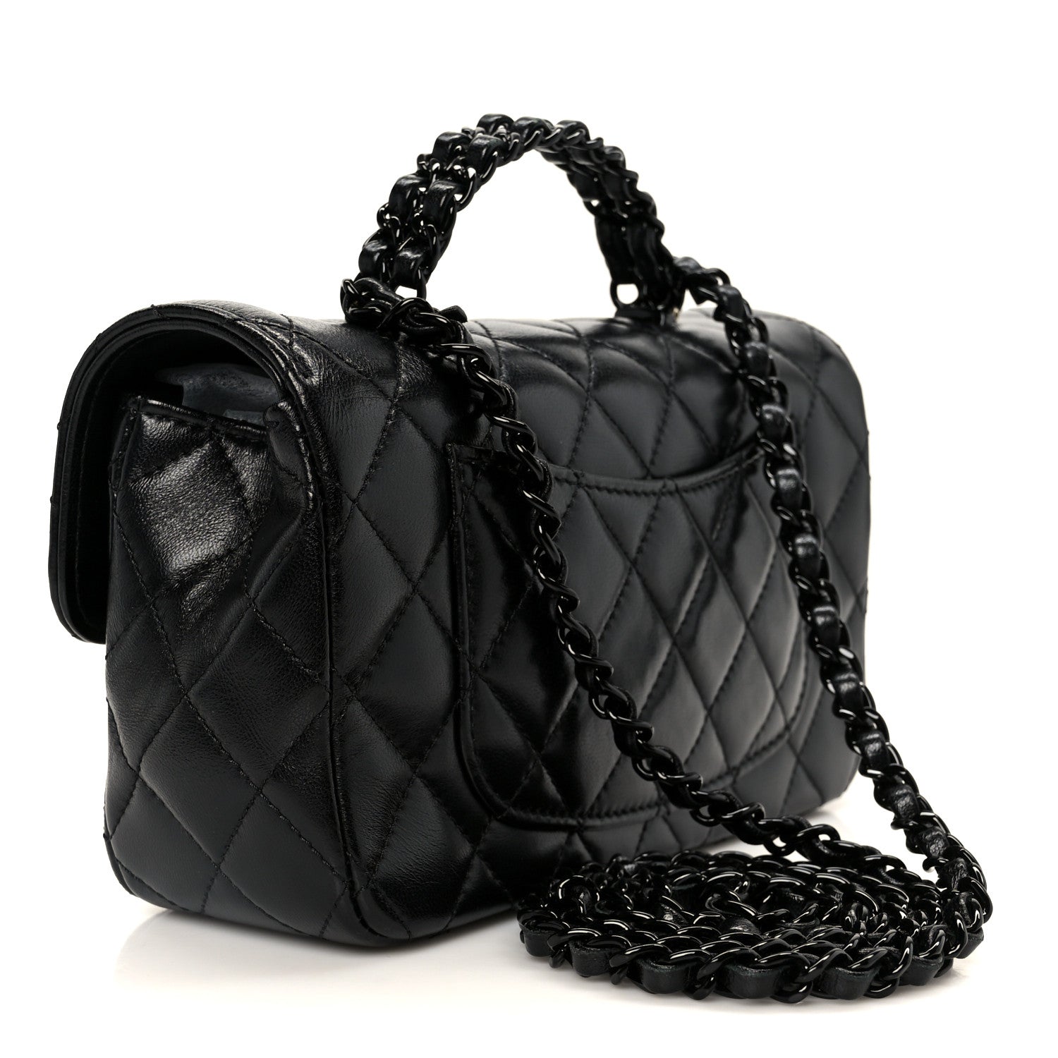 Lambskin Quilted Small Coco Pop Top Handle Flap So Black
