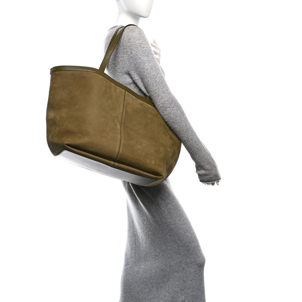Suede Nappa Intrecciato Large Flip Flap Tote Mud