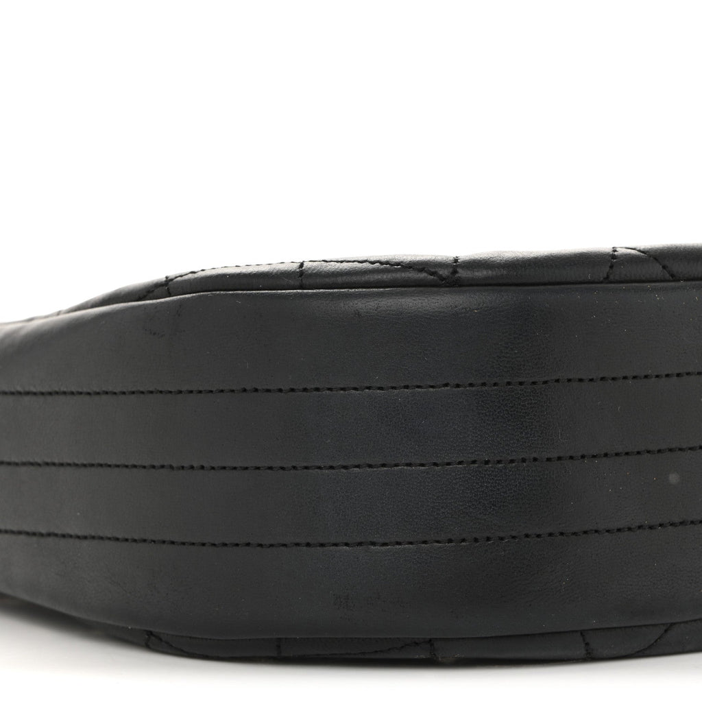 Lambskin Quilted Half Moon Flap Black
