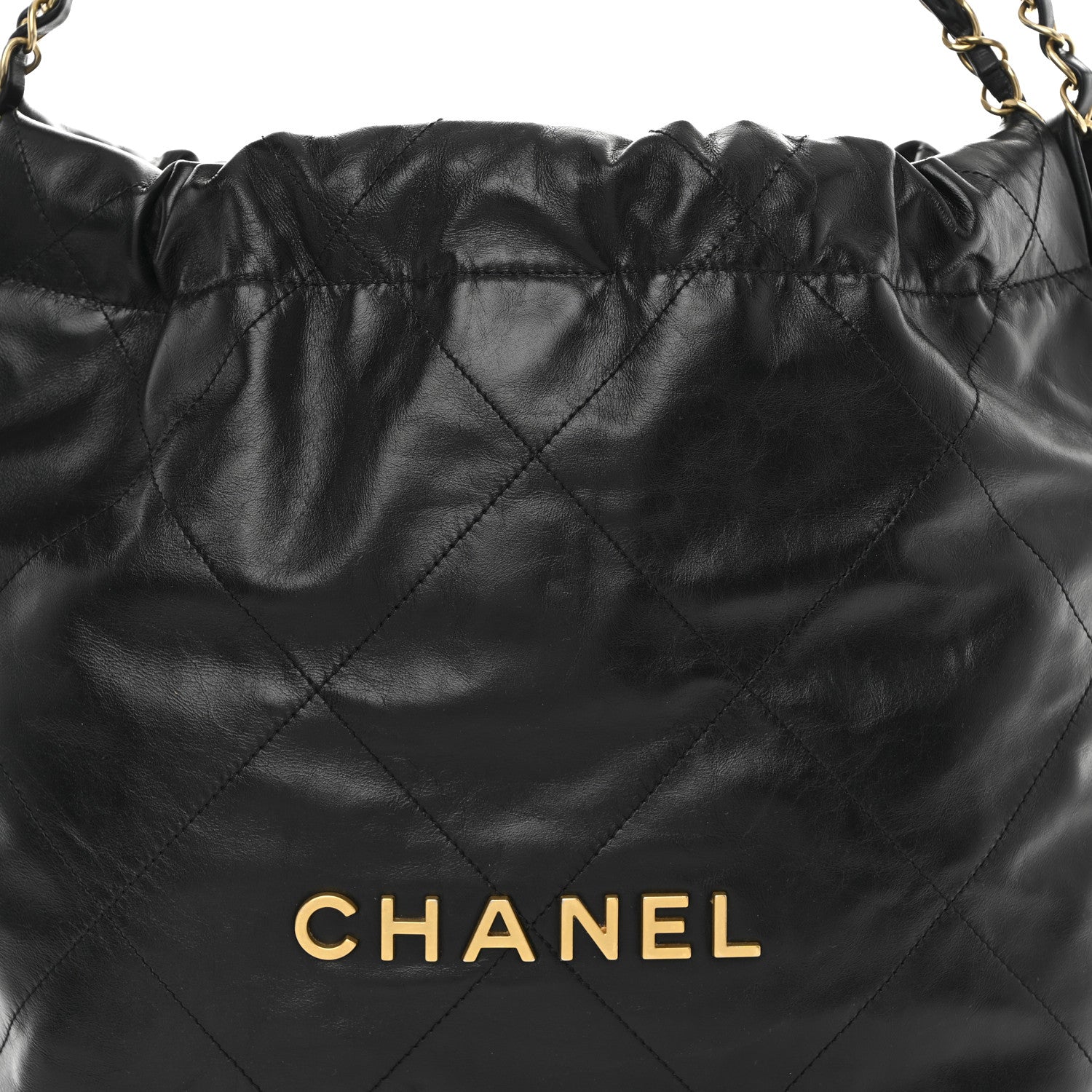 Shiny Calfskin Quilted Small Chanel 22 Black