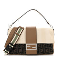Fabric Jacquard Canvas Vitello Grace Pequin FF 1974 Large Convertible Baguette Tobacco Moro Grezzo Sand