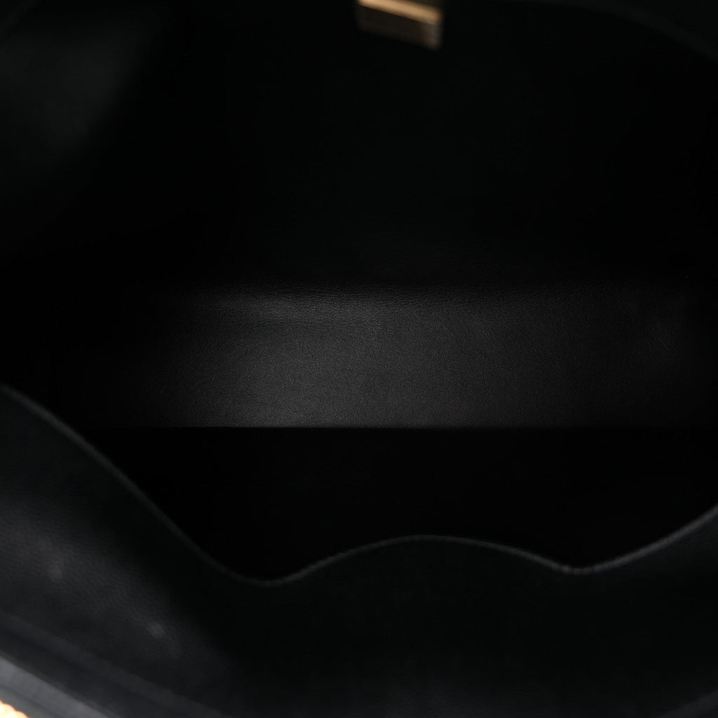 Caviar Quilted Small Shopping Tote Black