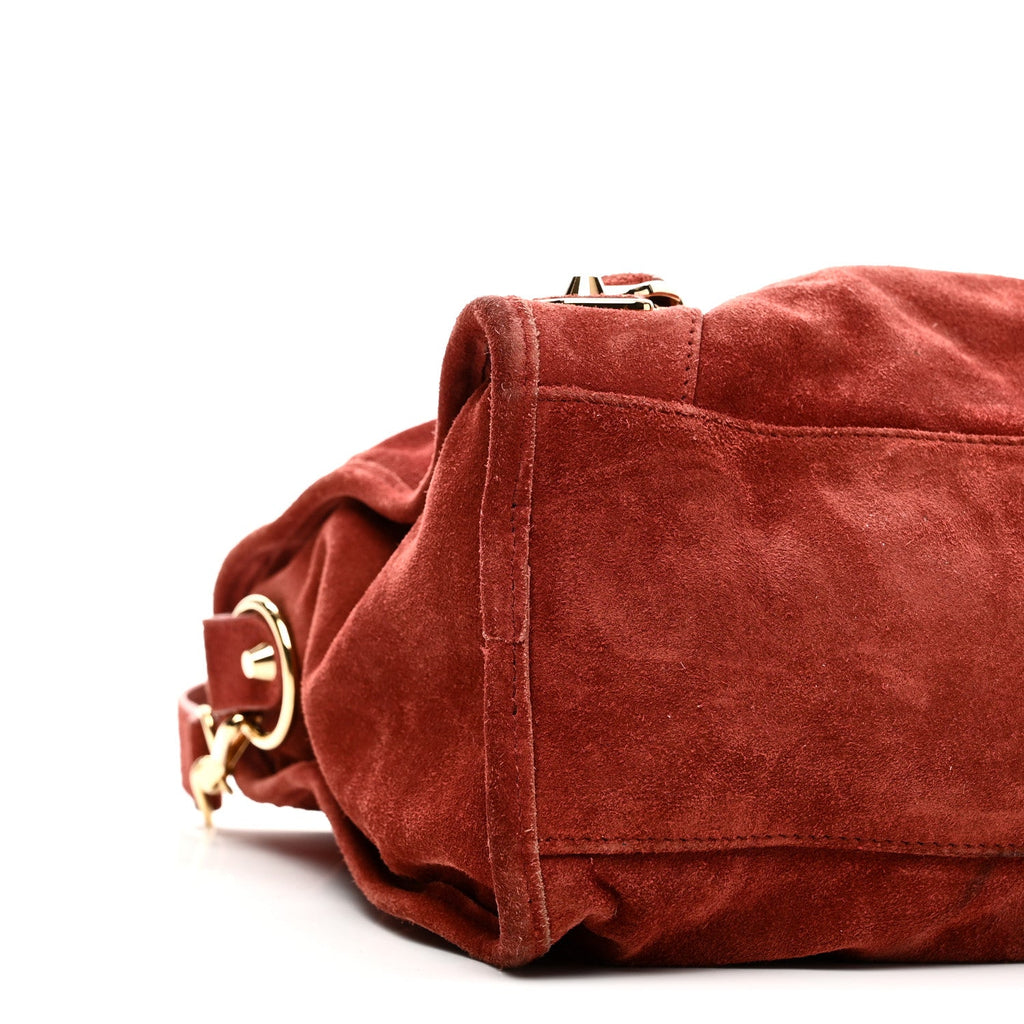 Baby Daim Suede Gold Metallic Edge Hardware City Bois De Rose Fonce