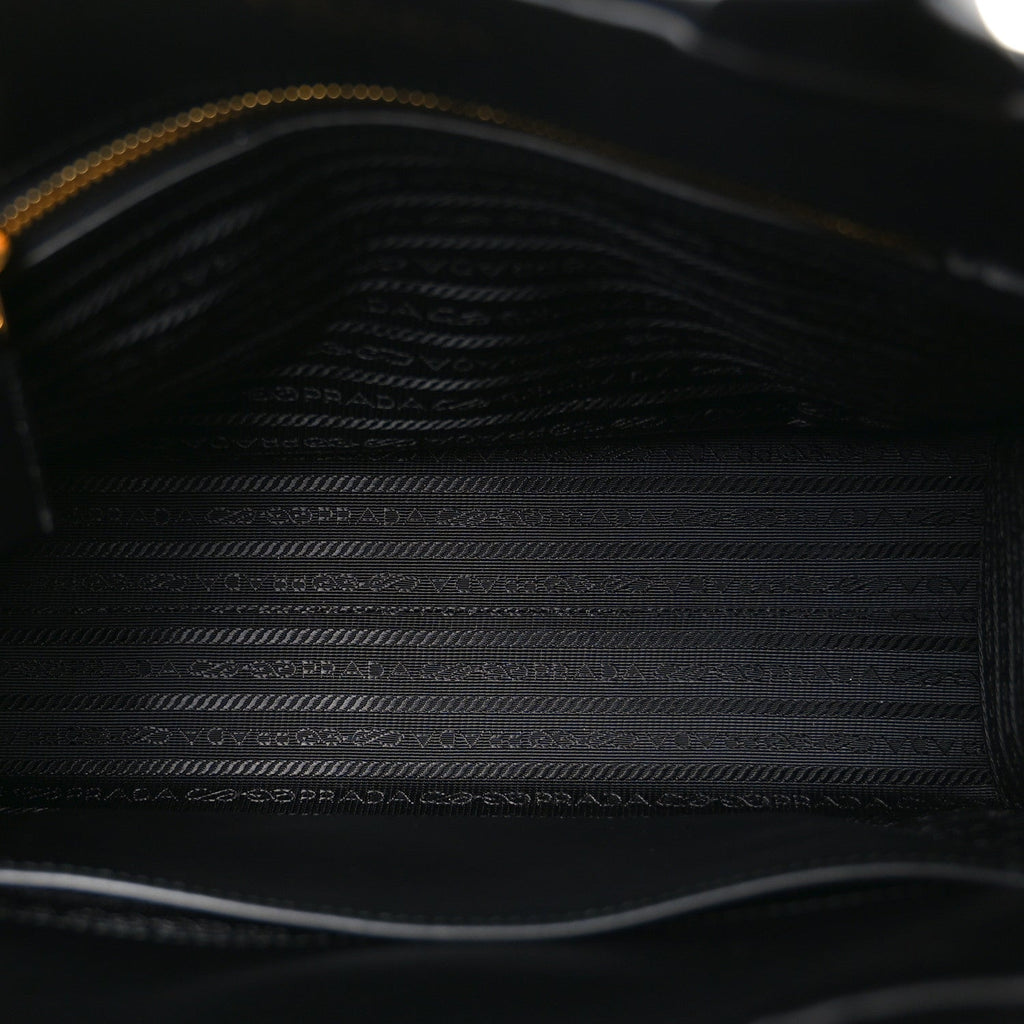 Soft Calfskin Triangolo Symbole Embossed Small Tote Black
