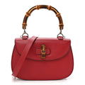 Shangai Calfskin Small Classic Bamboo Top Handle Bag Romantic Cerise