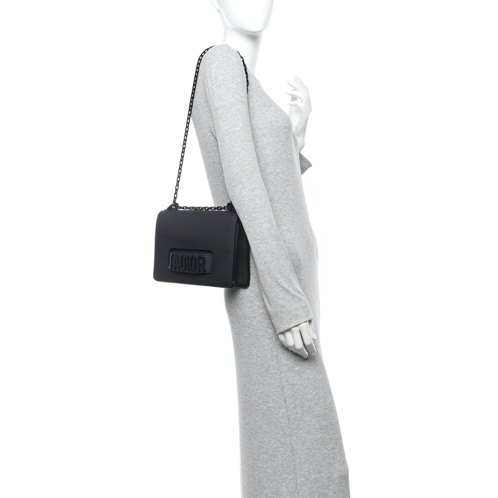 Ultra Matte Calfskin J'Adior Chain Flap Bag Black