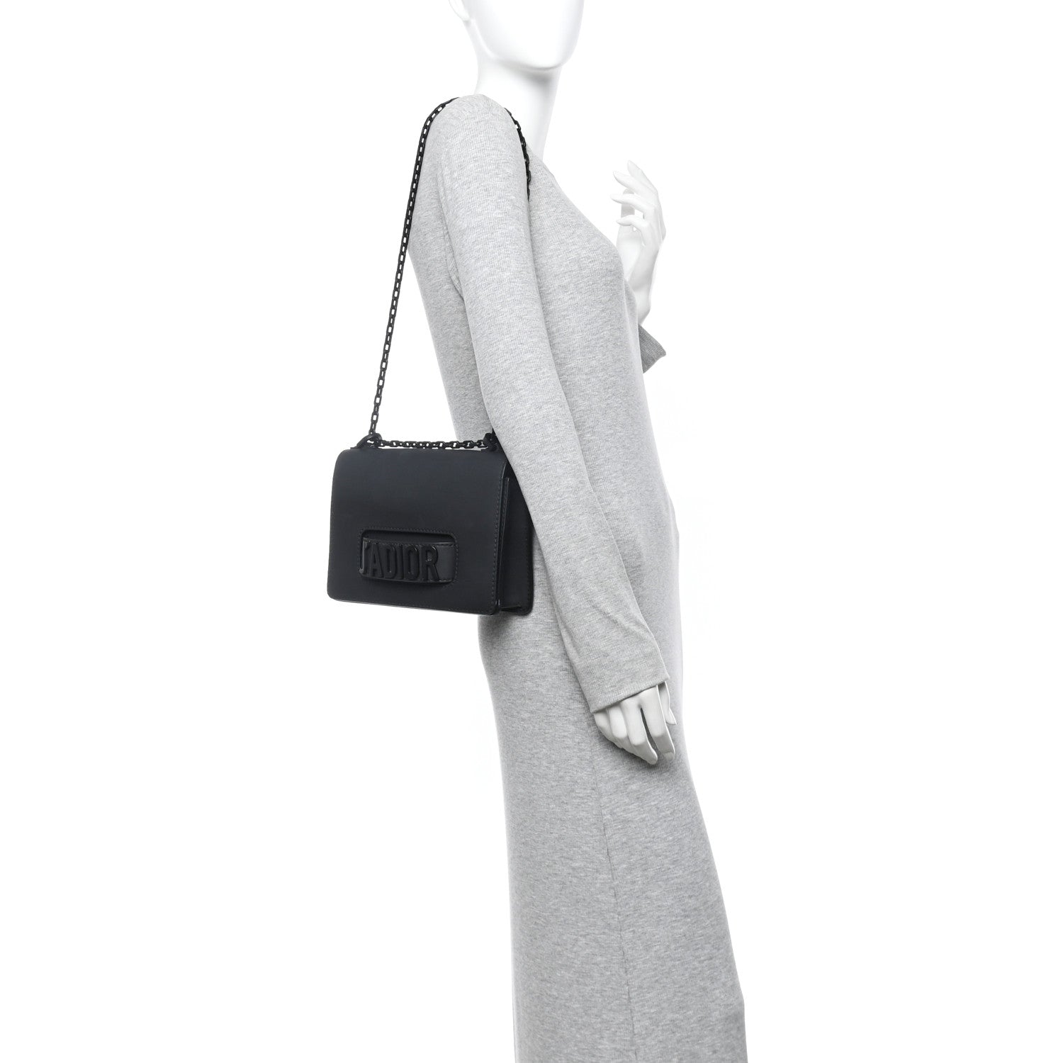 Ultra Matte Calfskin J'Adior Chain Flap Bag Black