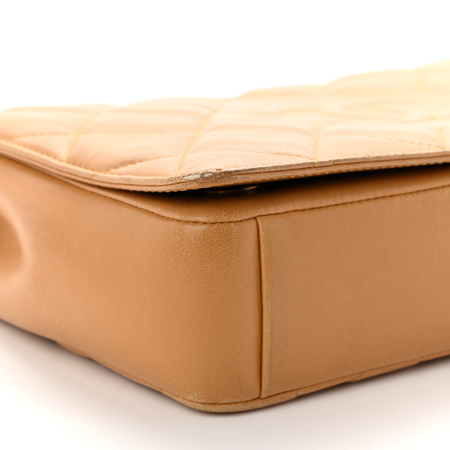 Lambskin Quilted Medium Diamond CC Flap Beige