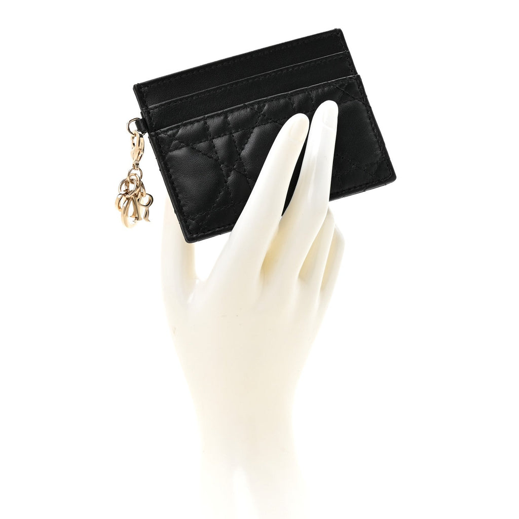 Lambskin Cannage Lady Dior  Holder Black