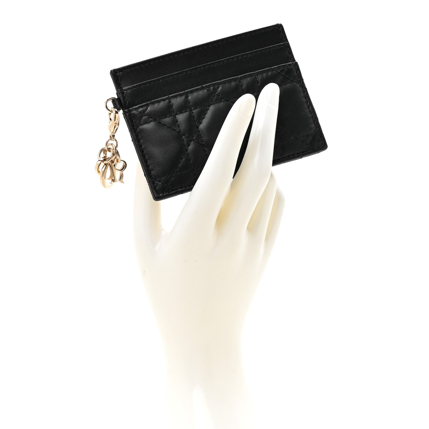 Lambskin Cannage Lady Dior  Holder Black