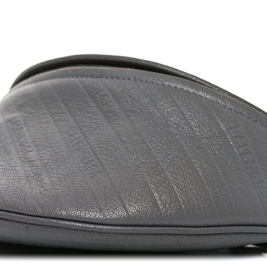 Shiny Goatskin Allover Logo Embossed XS Souvenir Belt Bag Gris