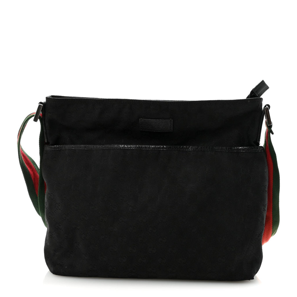Monogram Web Medium Flat Messenger Bag Black