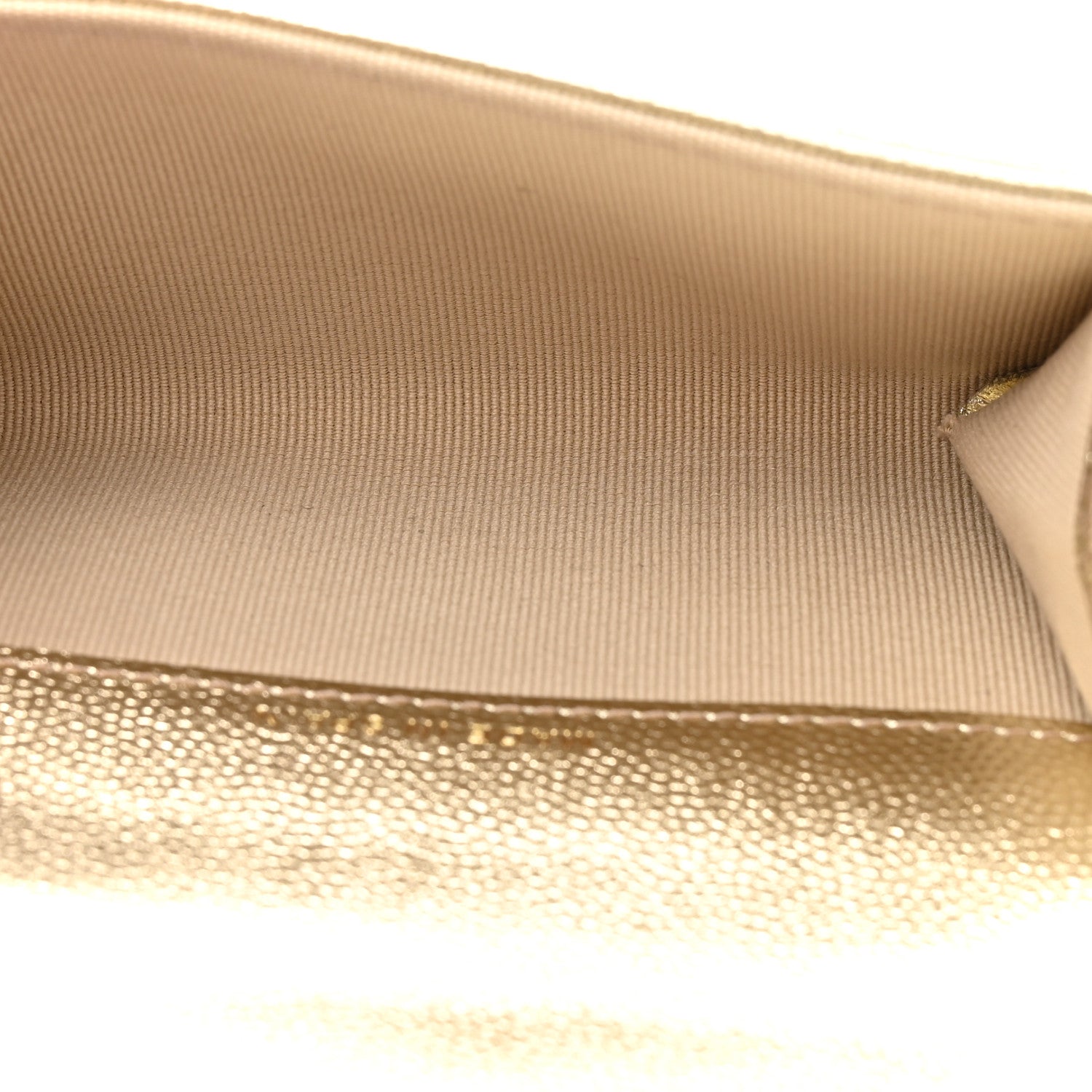 Metallic Caviar Quilted CC Flap  Holder Gold