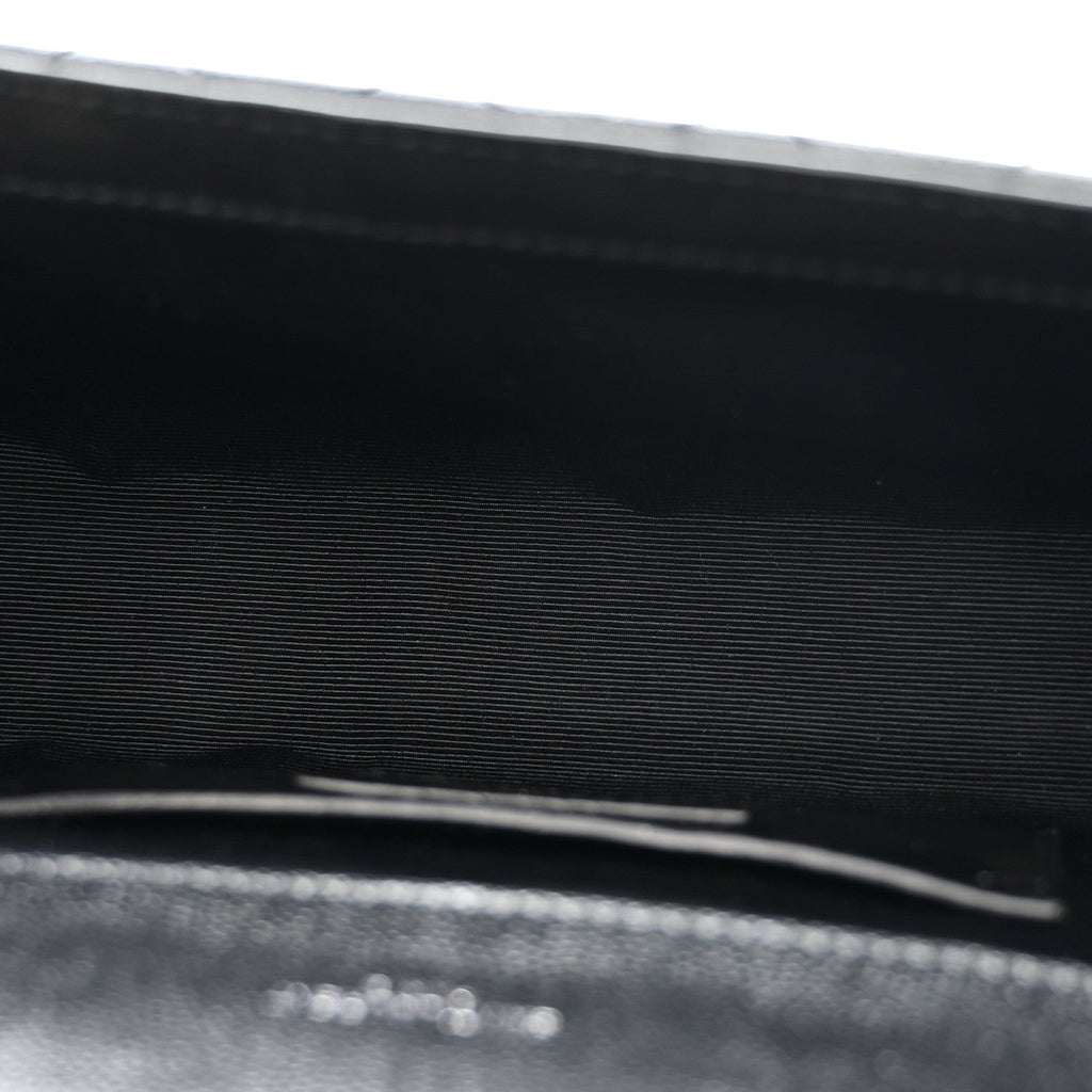 Grain De Poudre Textured Mixed Matelasse Triquilt Small Monogram Satchel Black