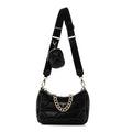 Nappa Re-Nylon Triangle Quilted Patchwork System Shoulder Bag Black