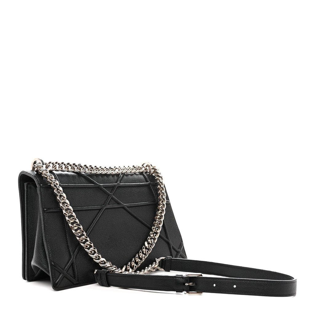 Grained Calfskin Medium Diorama Flap Bag Black
