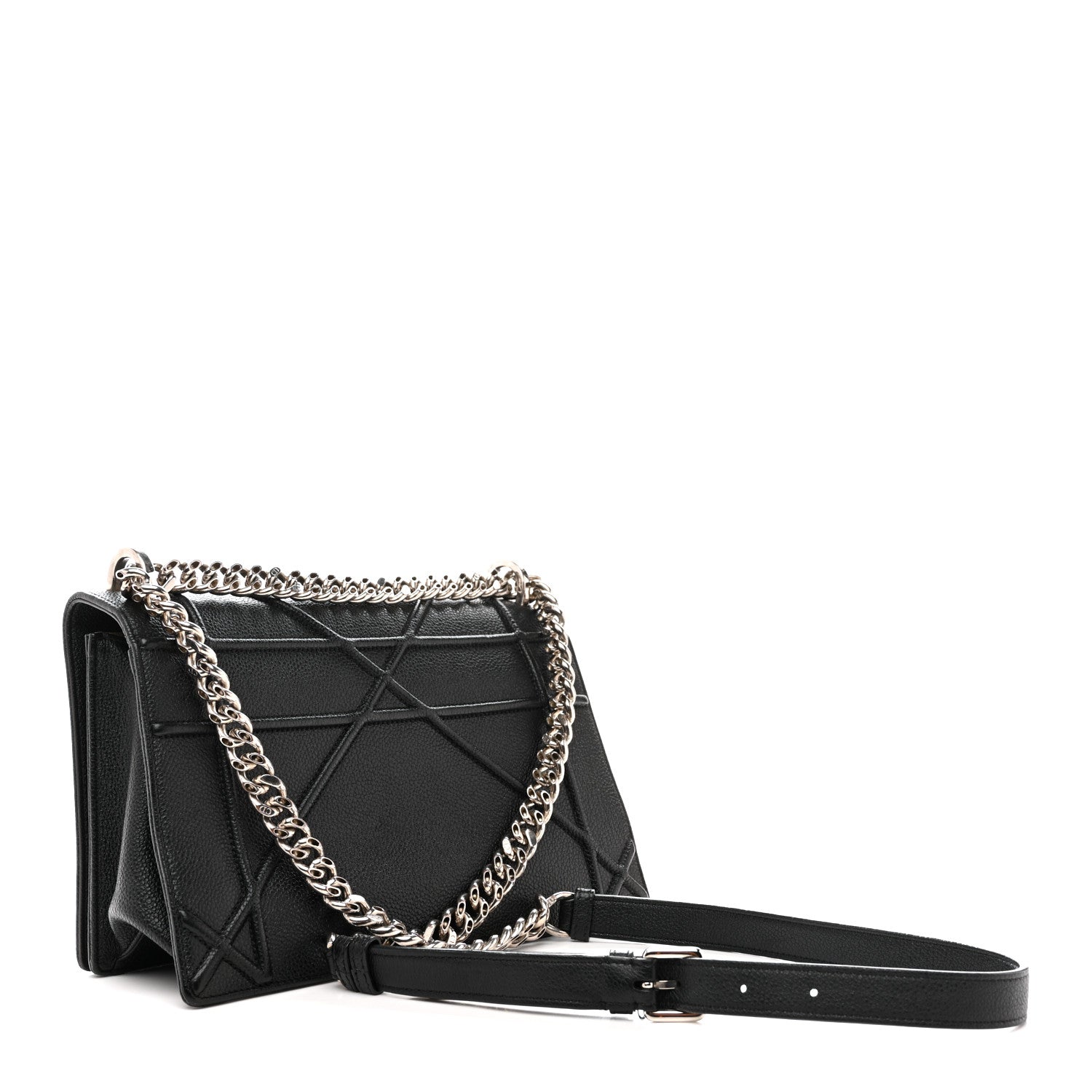 Grained Calfskin Medium Diorama Flap Bag Black