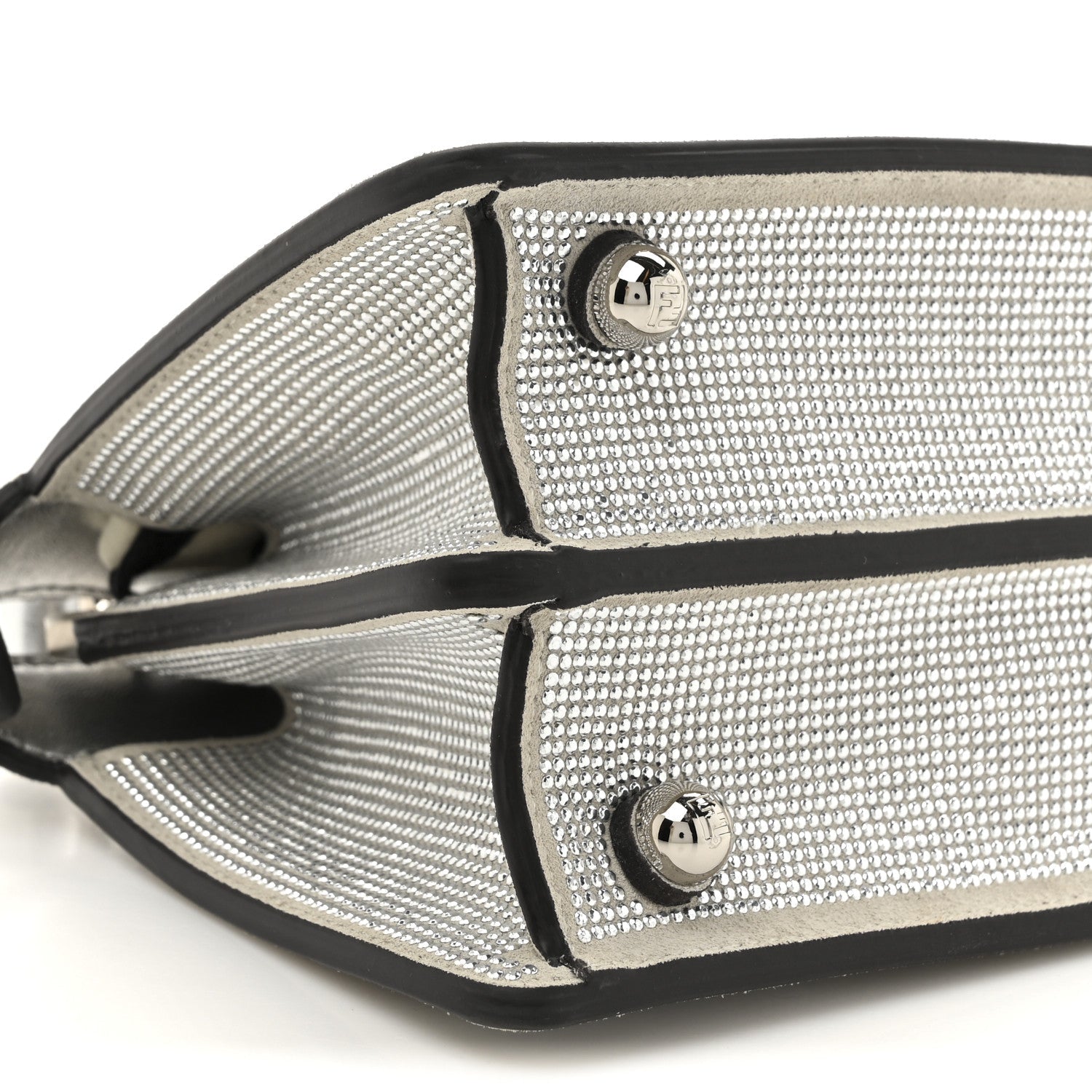 Crystal Vitello Laminato FF Petite Peekaboo I SEE U Satchel Crystal Argento