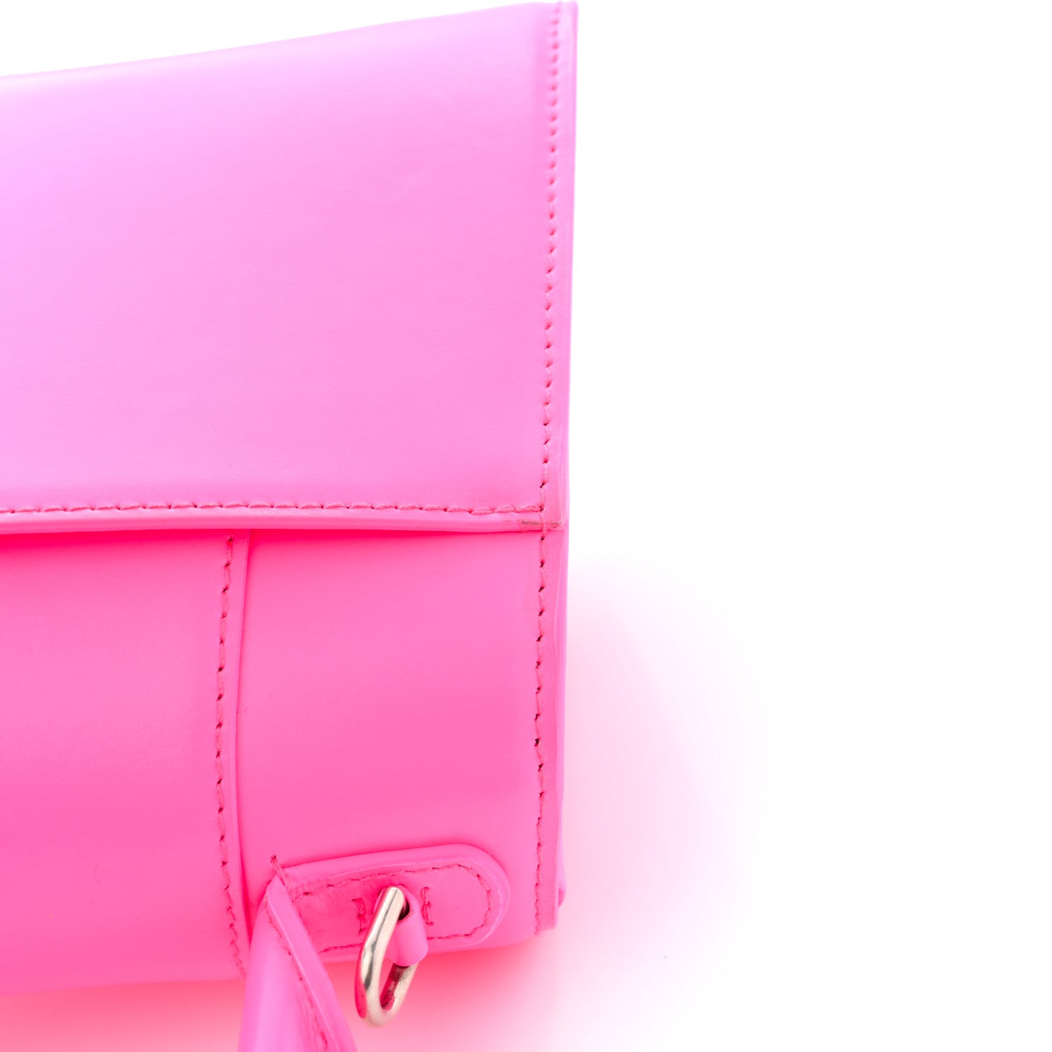 Shiny Box Calfskin Small Hourglass Top Handle Bag Acid Fuchsia