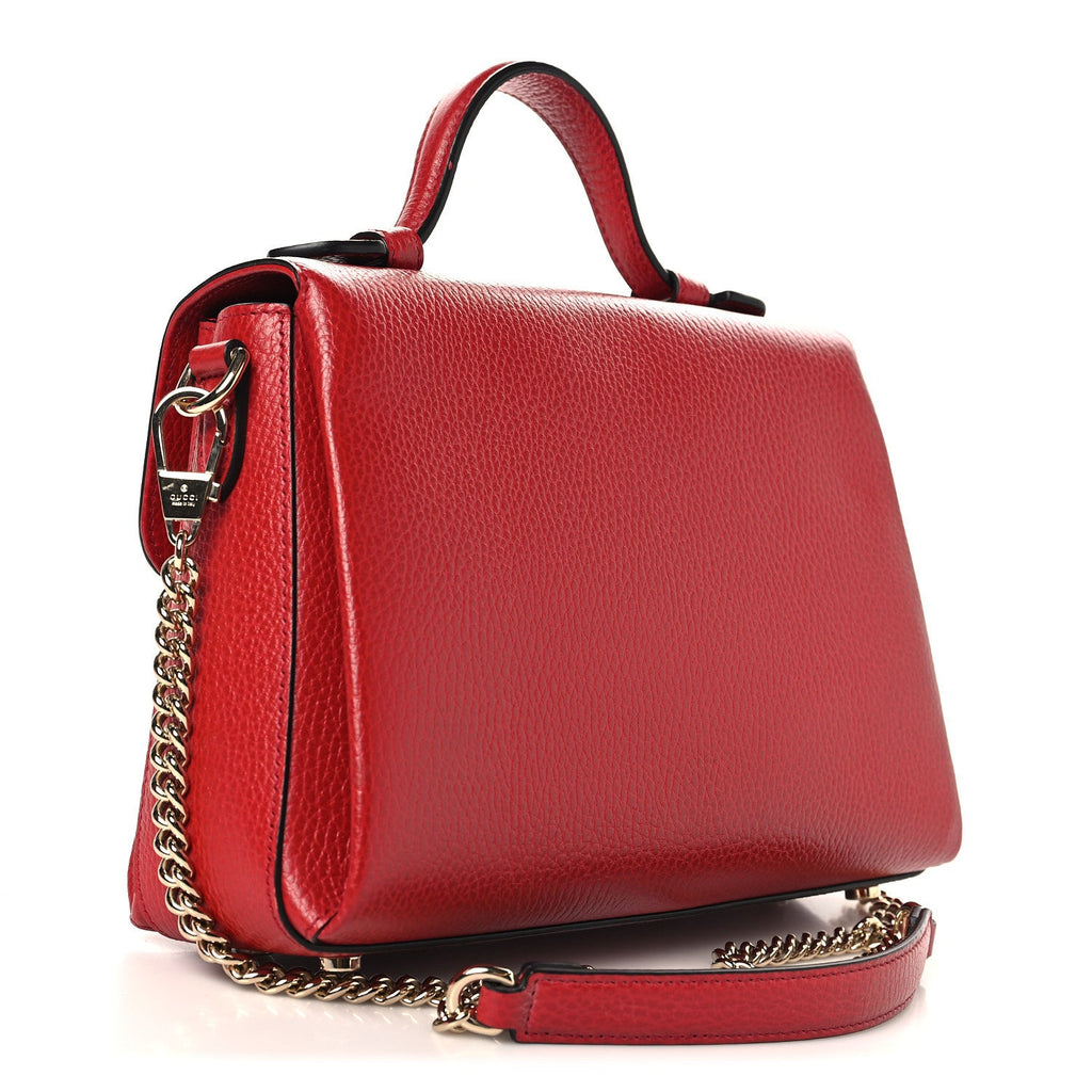Dollar Calfskin Interlocking G Top Handle Shoulder Bag Red