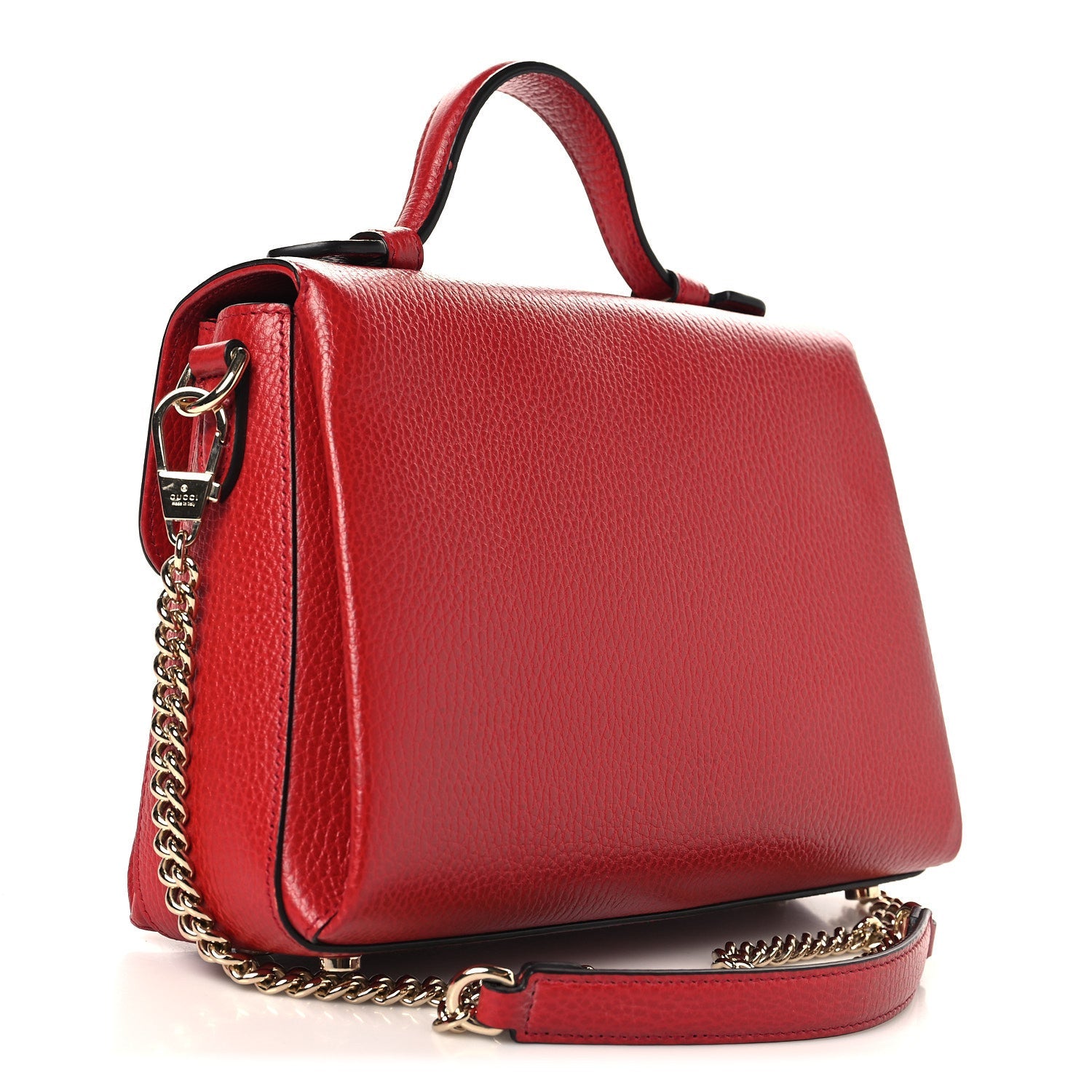 Dollar Calfskin Interlocking G Top Handle Shoulder Bag Red