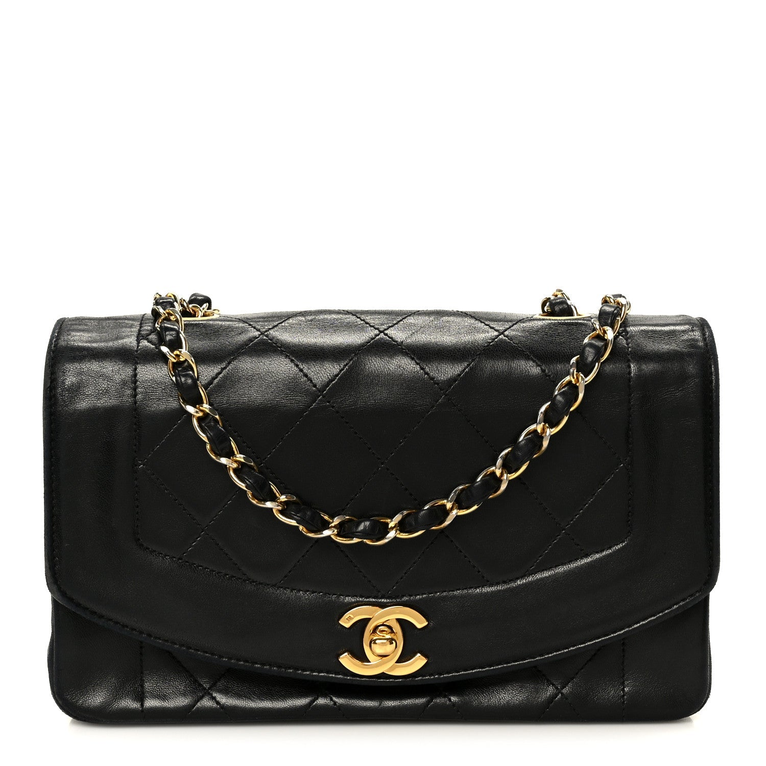 Lambskin Quilted Small Single Flap Black