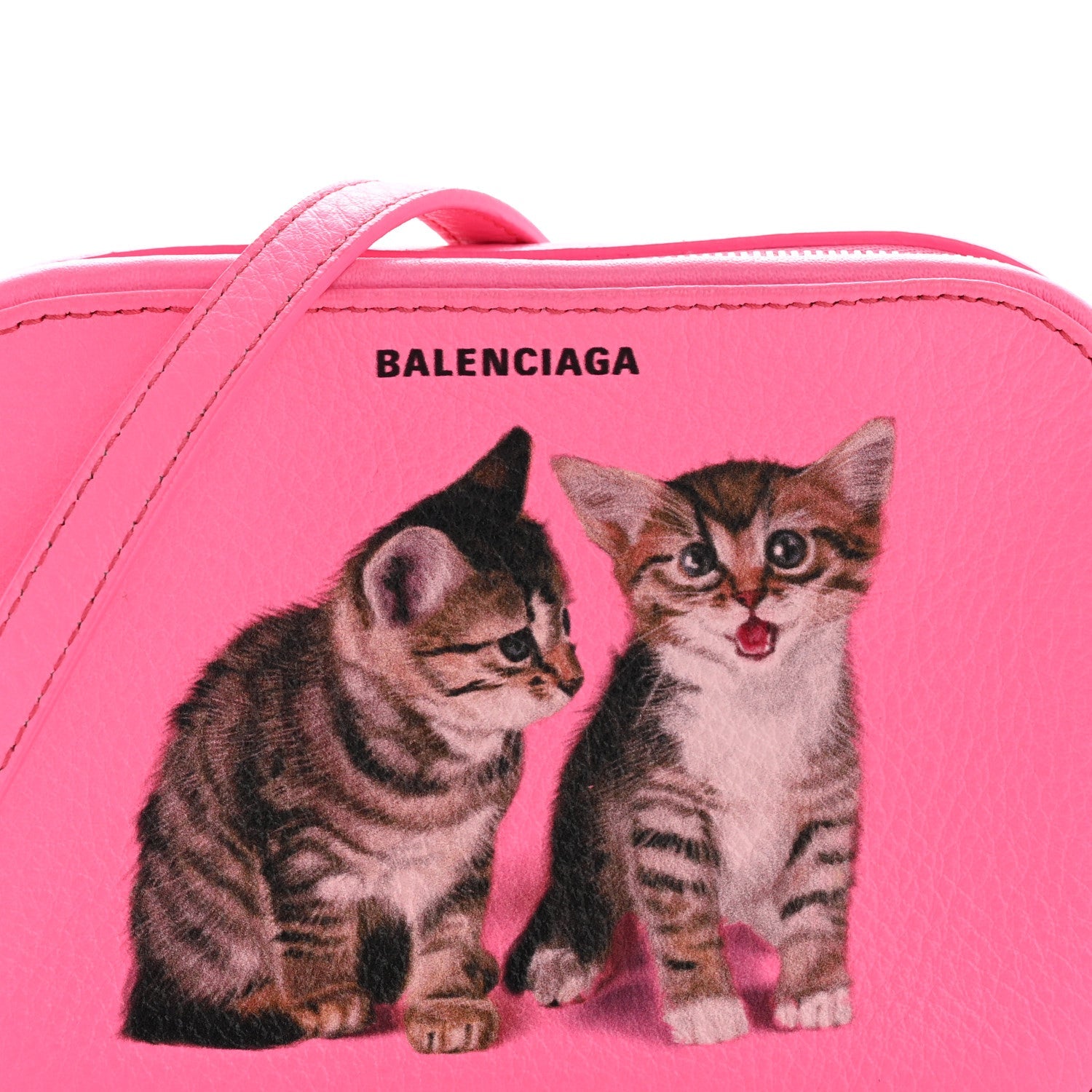 Calfskin Kittens Logo XS Everyday Camera Bag Acid Pink