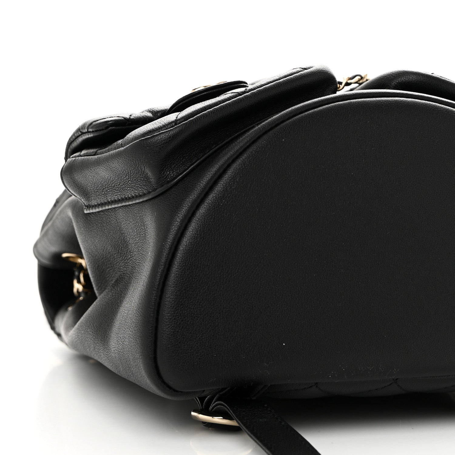 Calfskin Quilted Medium Duma Pockets Drawstring Backpack Black