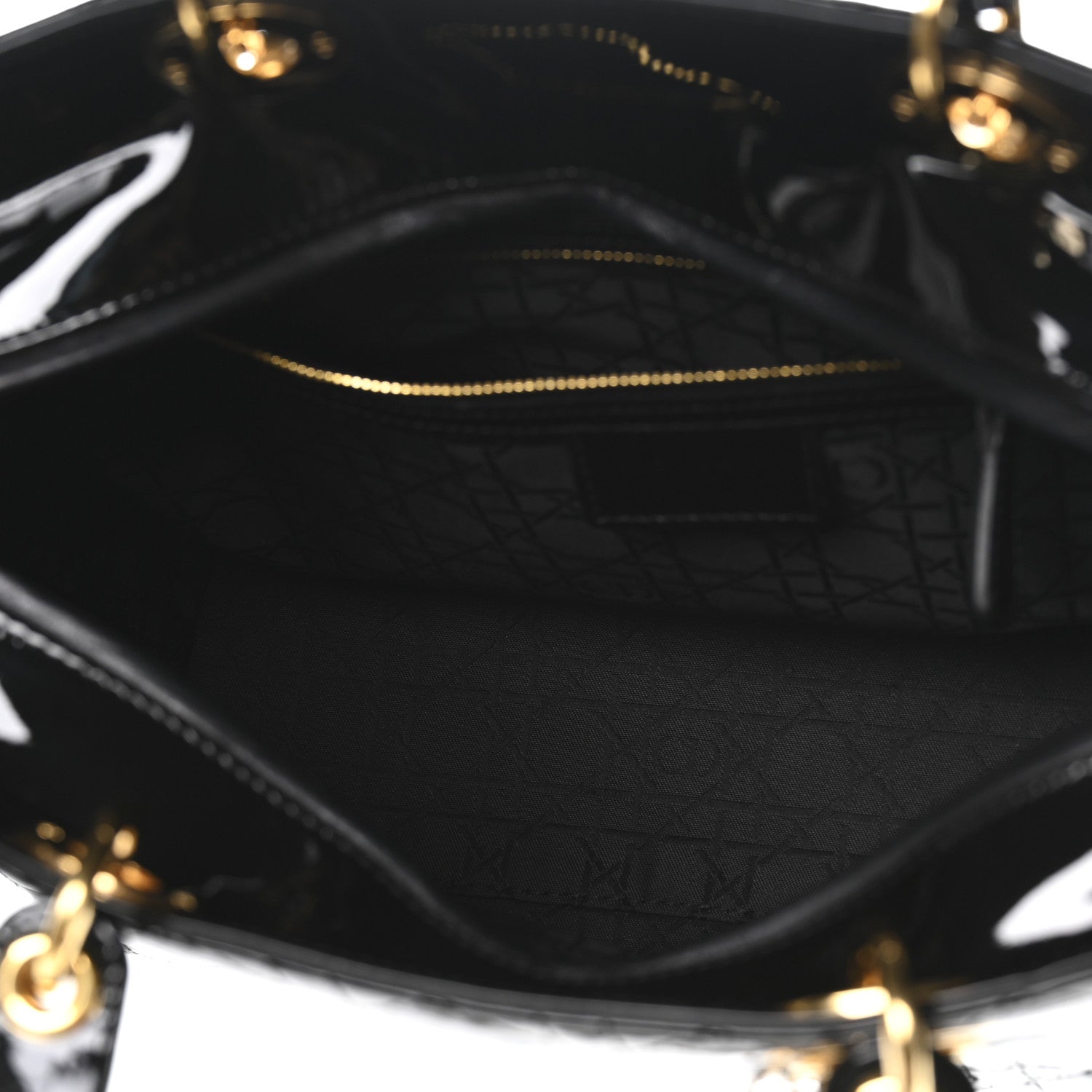 Patent Cannage Large Lady Dior Black