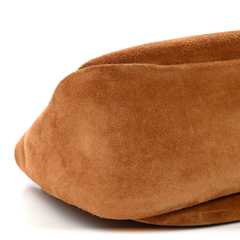 Shiny Grained Calfskin Small Marcie Clutch Tan