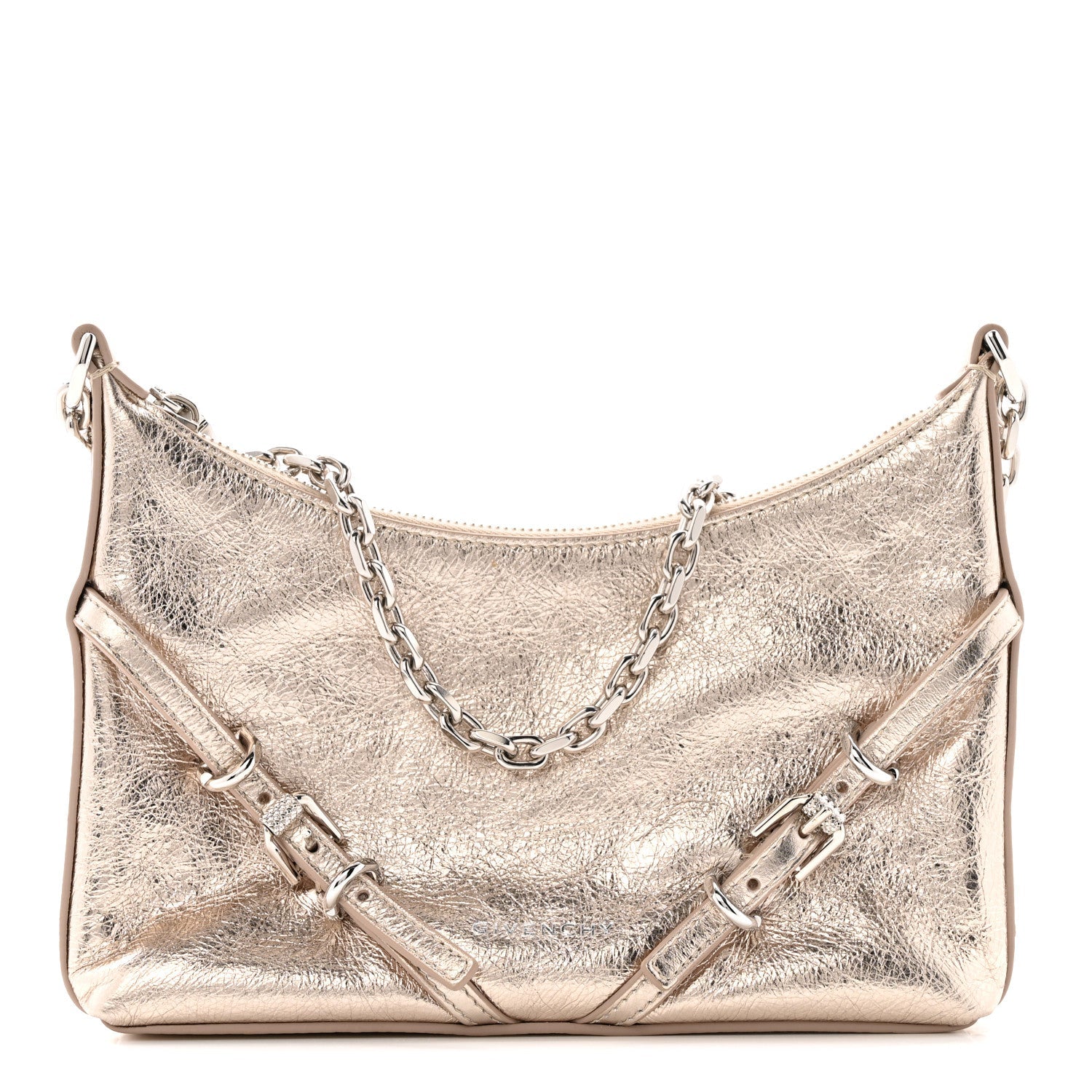 Metallic Calfskin Mini Voyou Bag Dusty Gold