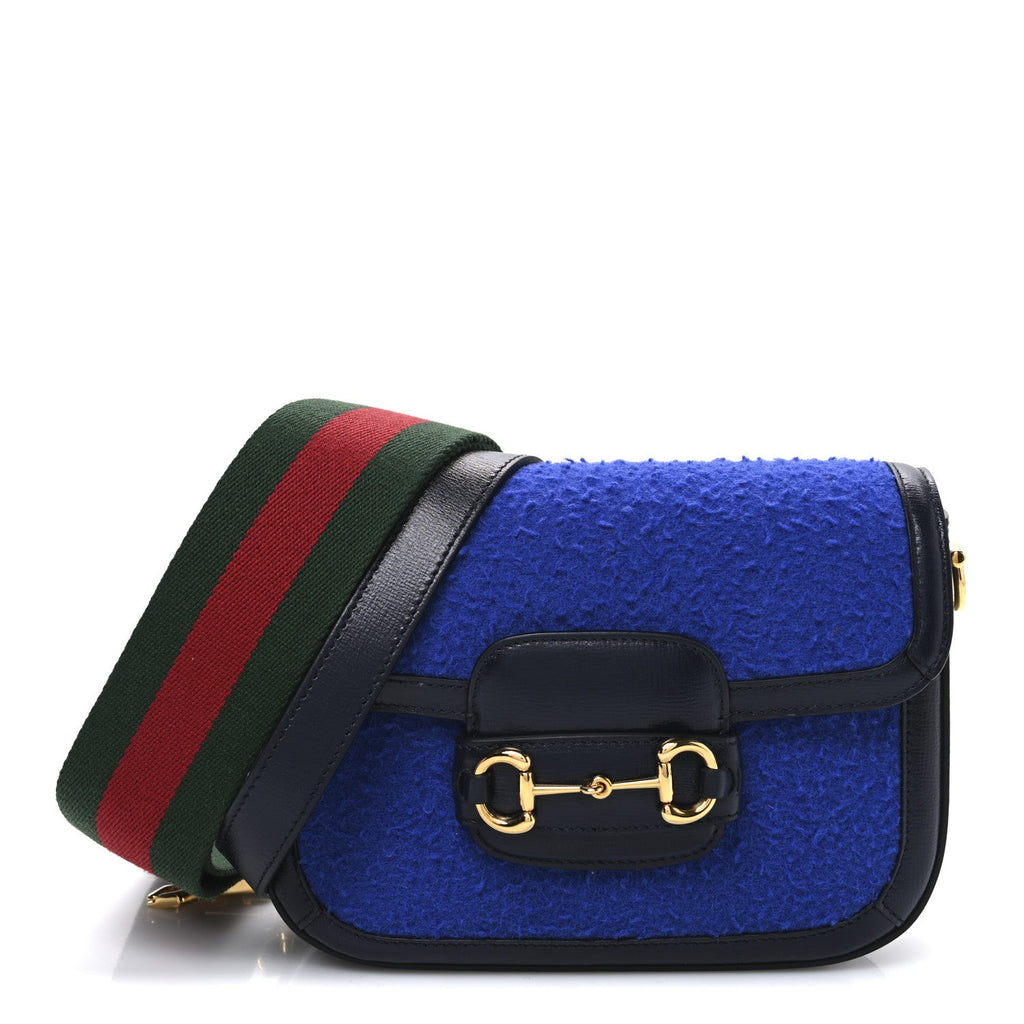 Casy Wool Azalea Calfskin Mini Horsebit 1955 Shoulder Bag Blue China