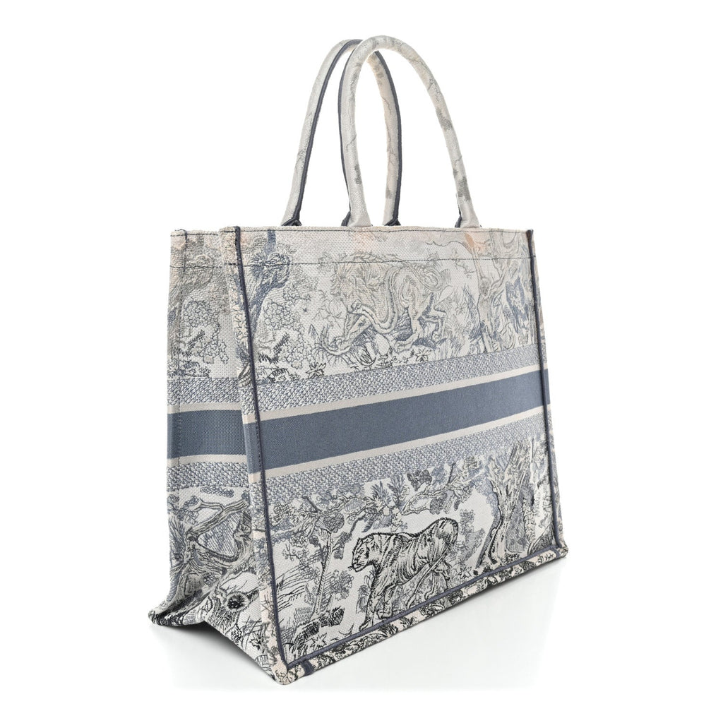 Gradient Canvas Embroidered Large Dioriviera Toile De Jouy Book Tote Blue