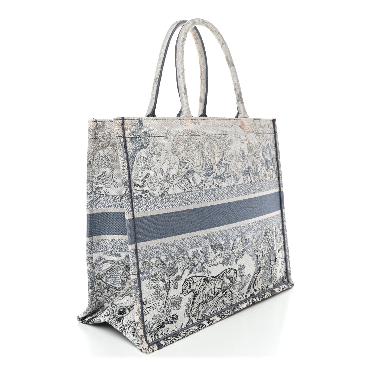 Gradient Canvas Embroidered Large Dioriviera Toile De Jouy Book Tote Blue