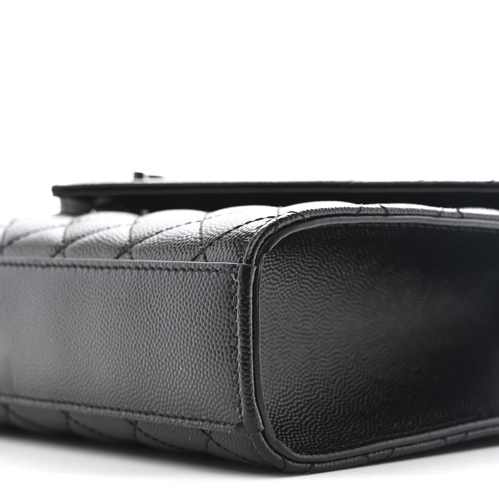 Grain De Poudre Textured Mixed Matelasse Triquilt Medium Monogram Satchel Black