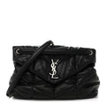 Lambskin Quilted Medium Loulou Puffer Monogram Chain Satchel Black