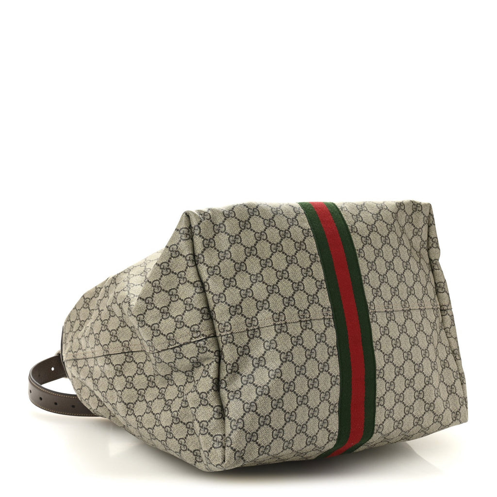 Tender GG Supreme Monogram Textured Dollar Calfskin Web Medium Jackie 1961 Crossbody Bag Beige Ebony New Acero