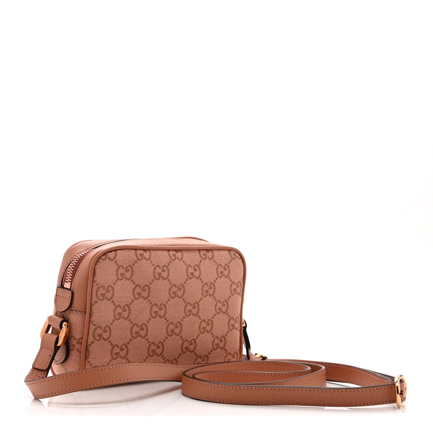 Monogram Textured Dollar Calfskin Mini Ophidia Shoulder Bag Cloche Rose Pink