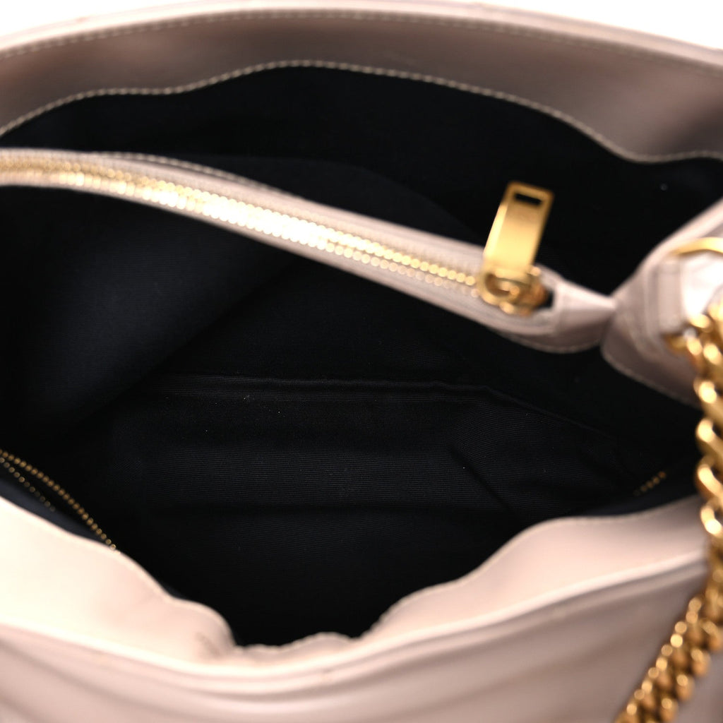Calfskin Y Quilted Monogram Medium Loulou Chain Satchel Dark Beige
