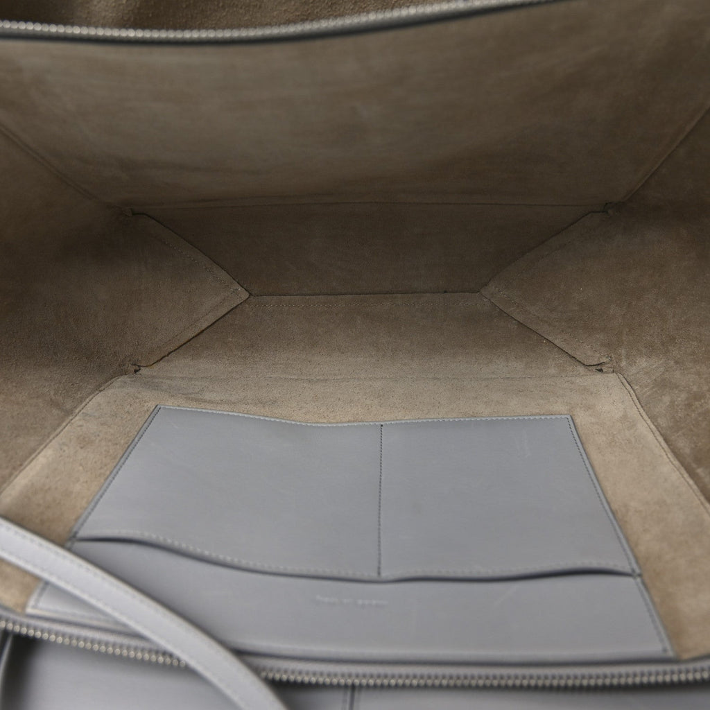 Smooth Calfskin Medium Tri-Fold Bag Pearl Grey