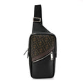 Glazed Fabric Vitello Liberty FF 1974 Diagonal Sling Bag Tobacco Moresco Black