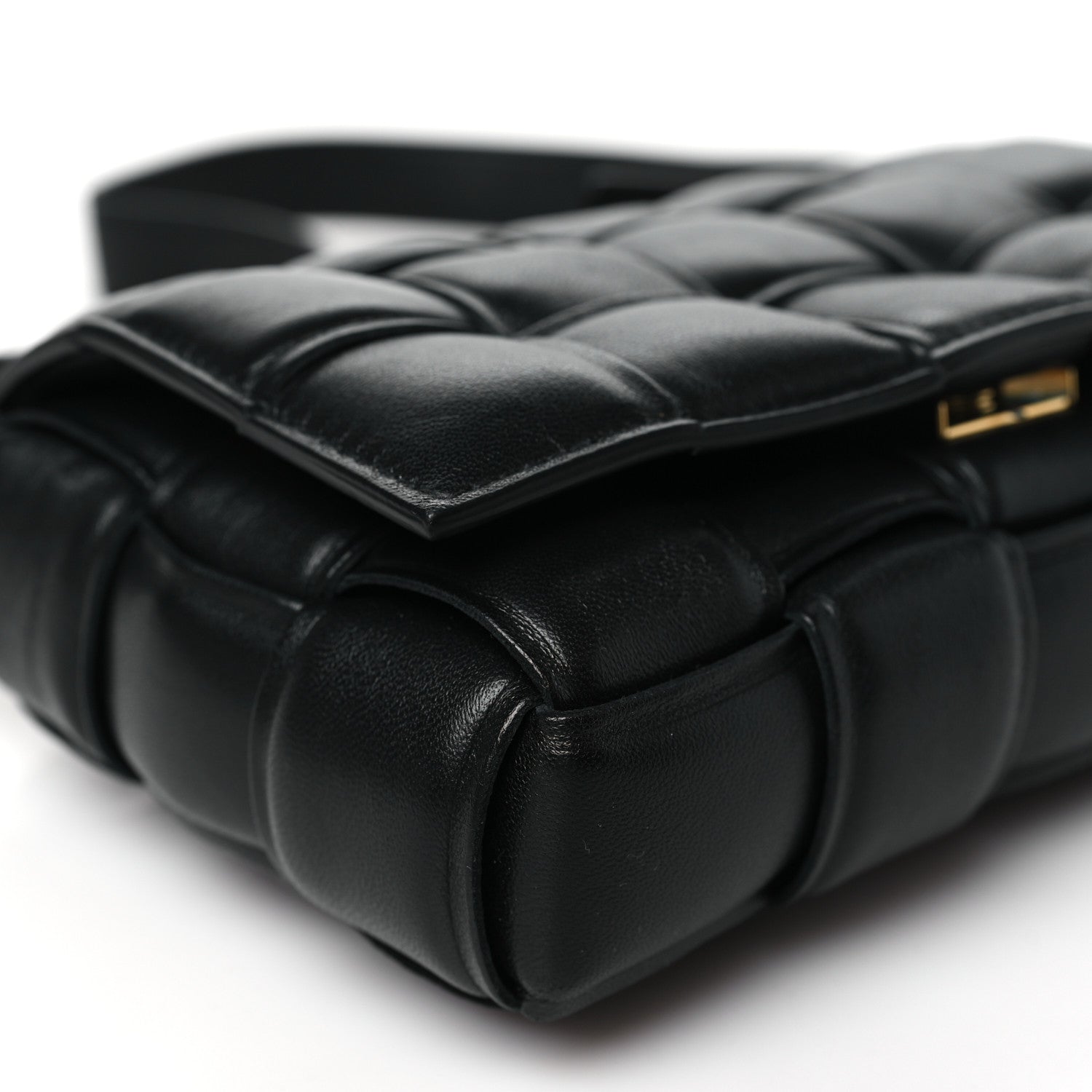 Nappa Maxi Intreccio Small Padded Cassette Crossbody Bag Black