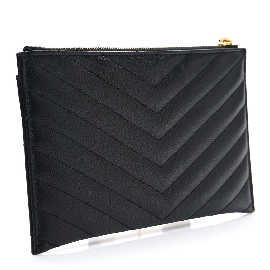 Grain De Poudre Chevron Monogram Bill Pouch Black
