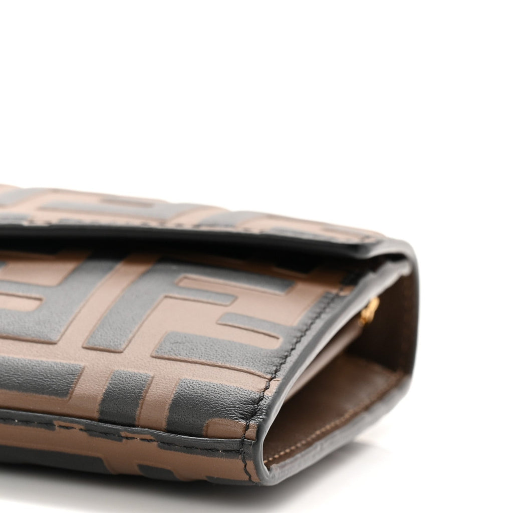 Vitello Soft F is Fendi Bi-Color FF 1974 Embossed Continental Envelope Wallet On Chain Maya Black